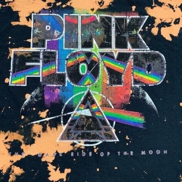 Pink Floyd Unisex Bleach Splatter Dark Side of The Moon Graphic Print T-Shirt L - Picture 1 of 4